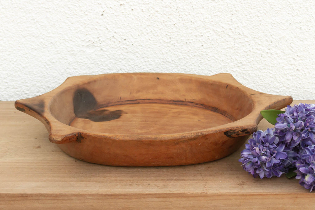 Rustic Hand-Carved Tray with Handles (Trade)