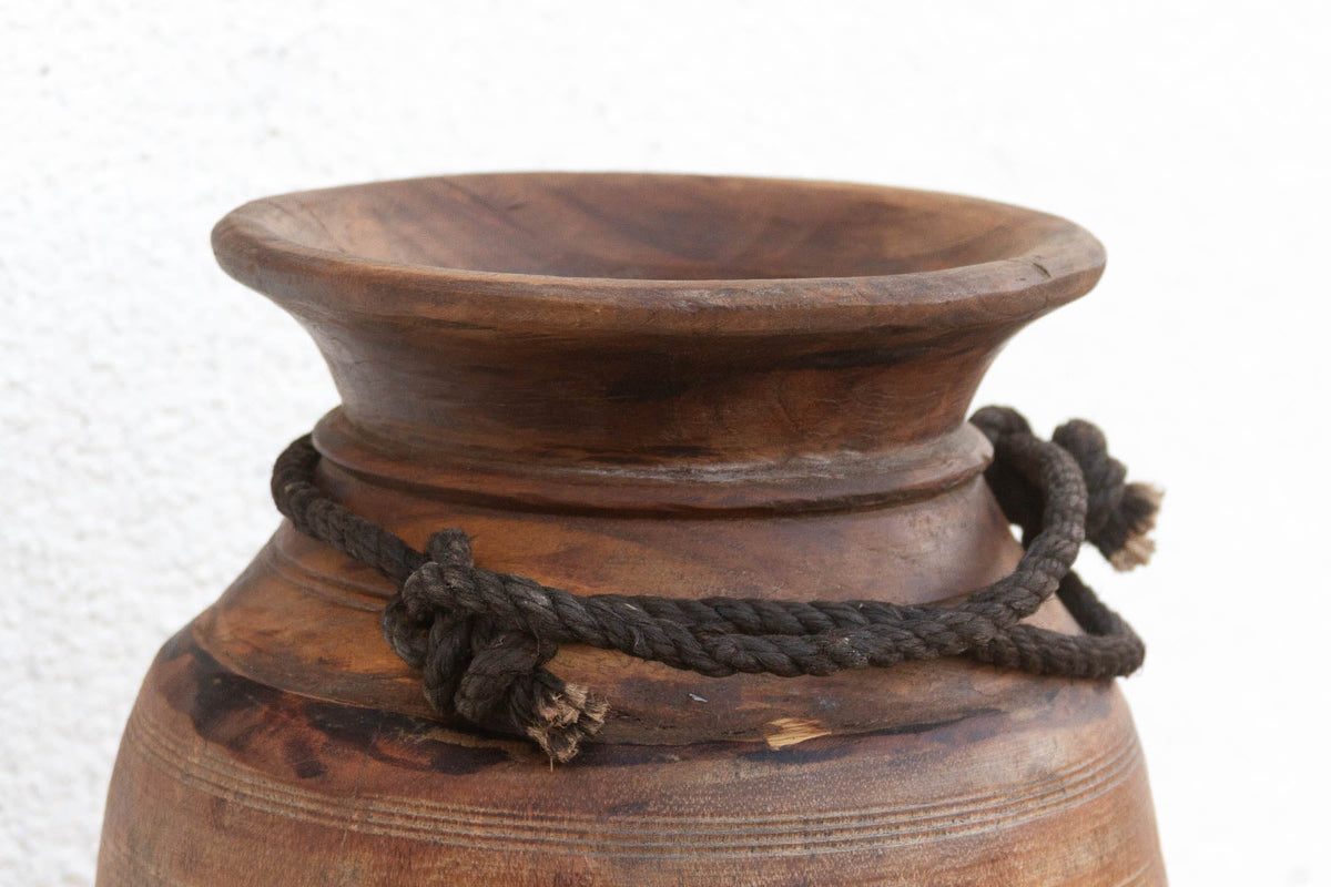 Antique Primitive Dark Wood Vessel