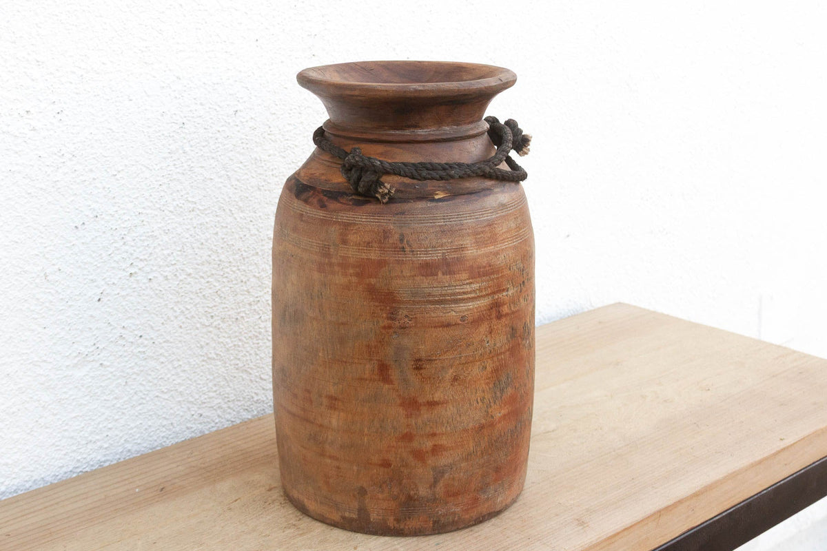 Antique Primitive Dark Wood Vessel