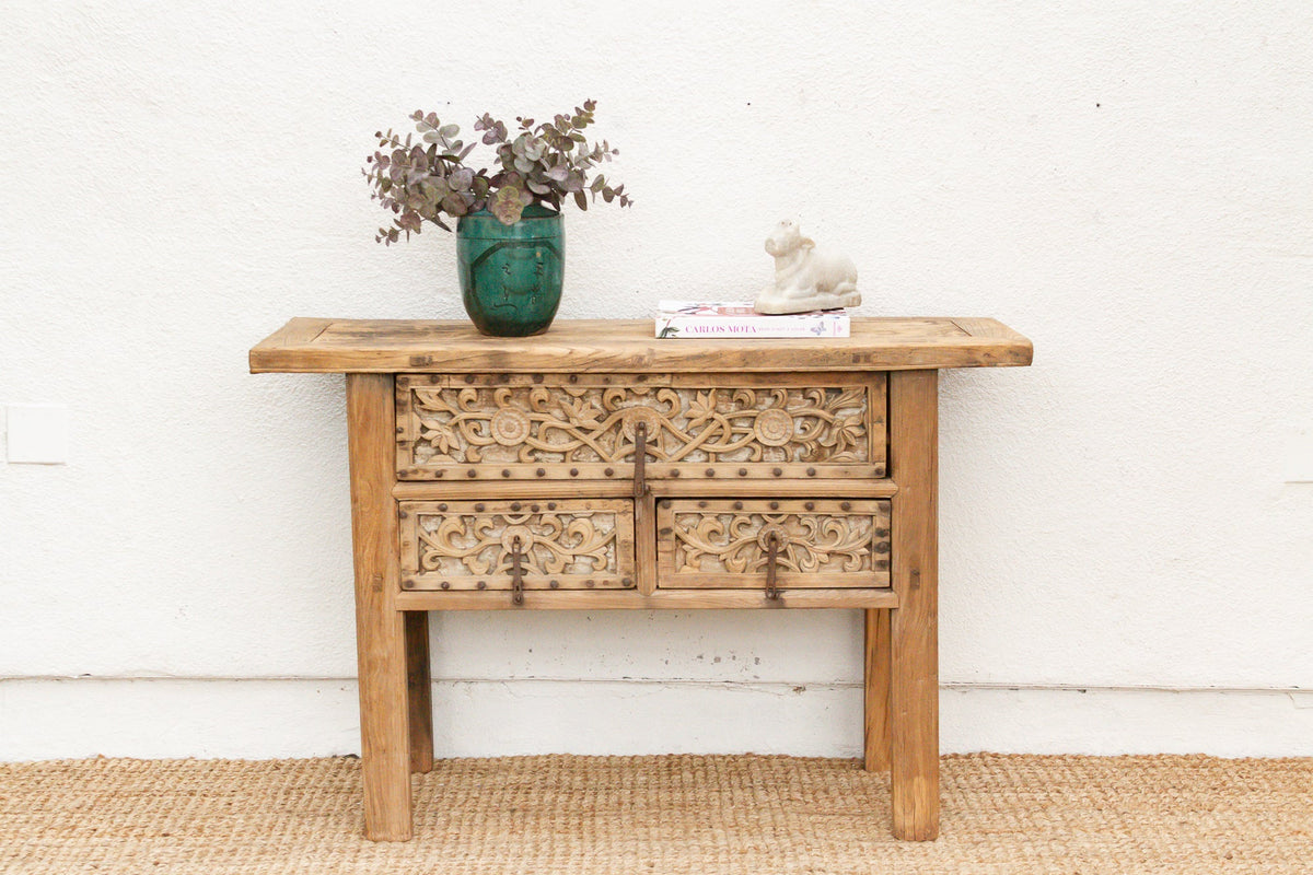 Antique Shanxi Finely Carved Console Table
