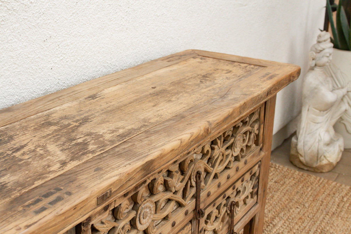 Antique Shanxi Finely Carved Console Table