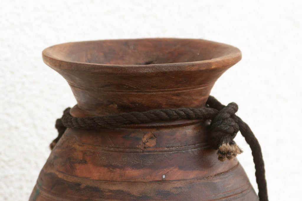 Antique Dark Wood Ghee Pot (Trade)