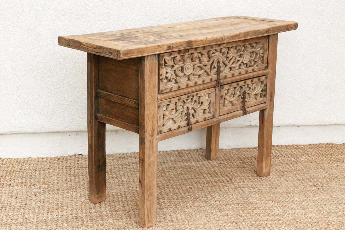 Antique Shanxi Finely Carved Console Table
