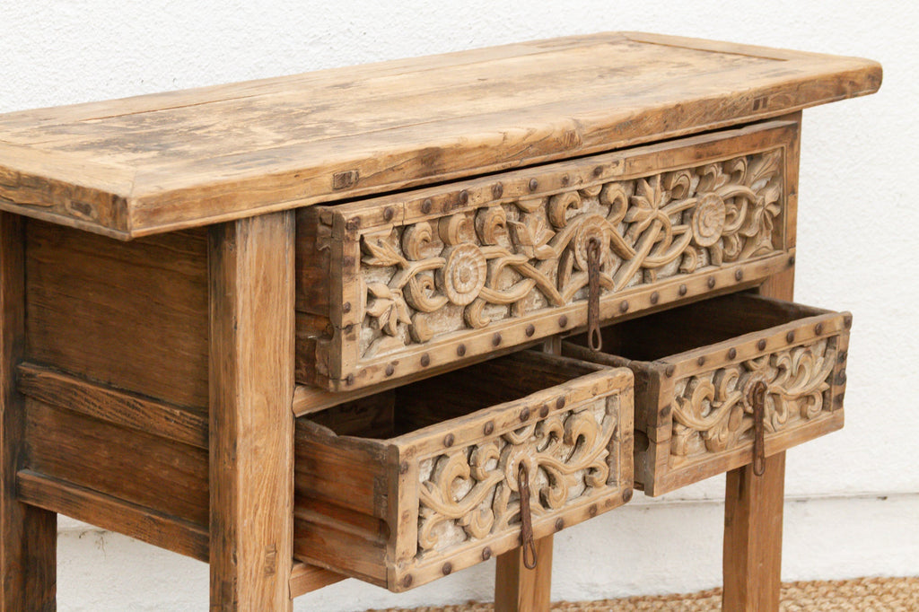 Antique Shanxi Finely Carved Console Table