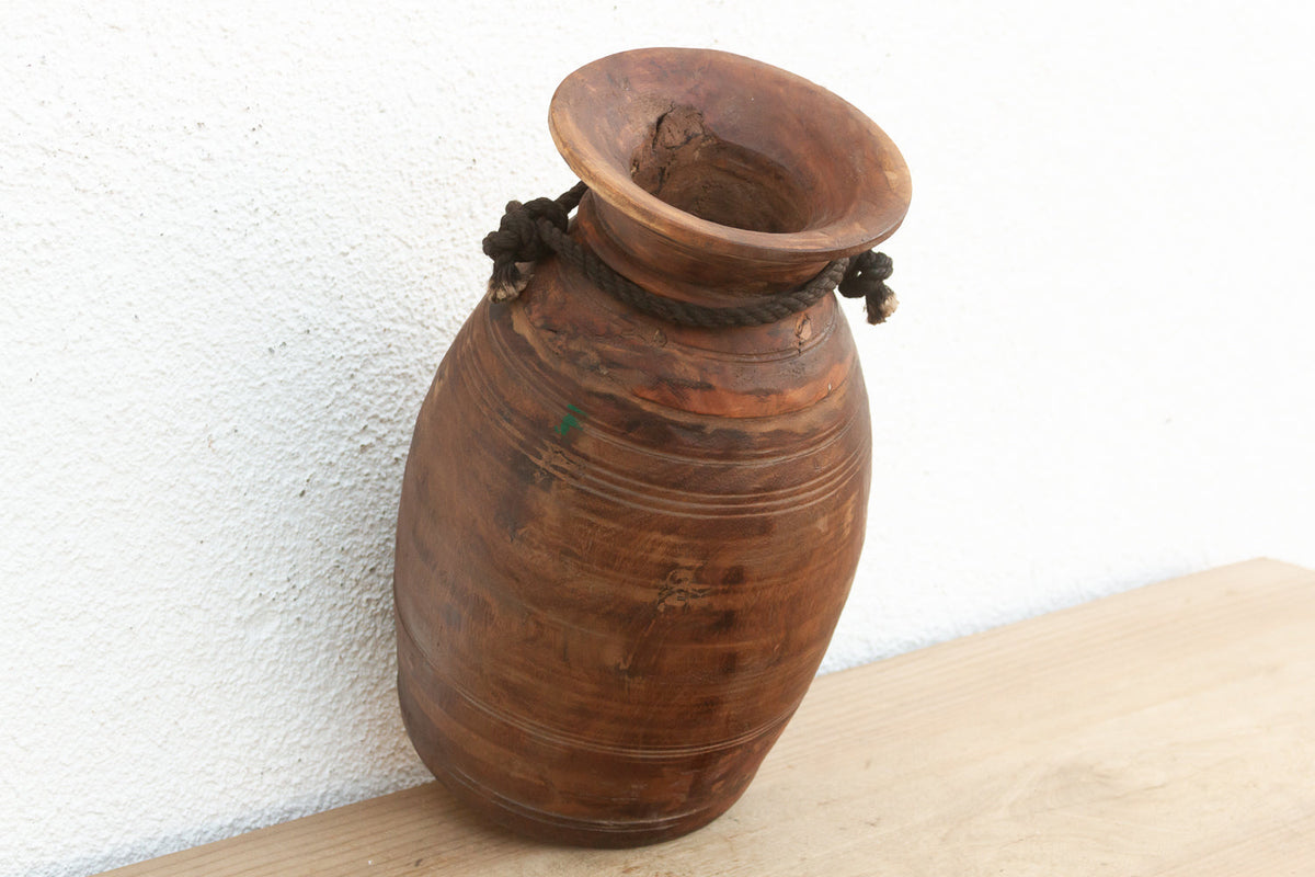 Antique Dark Wood Ghee Pot (Trade)