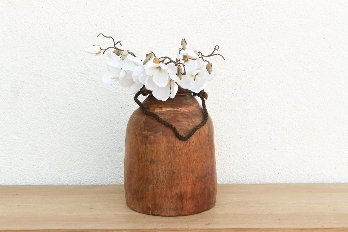Authentic Antique Wood Ghee Pot