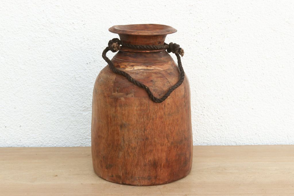 Authentic Antique Wood Ghee Pot