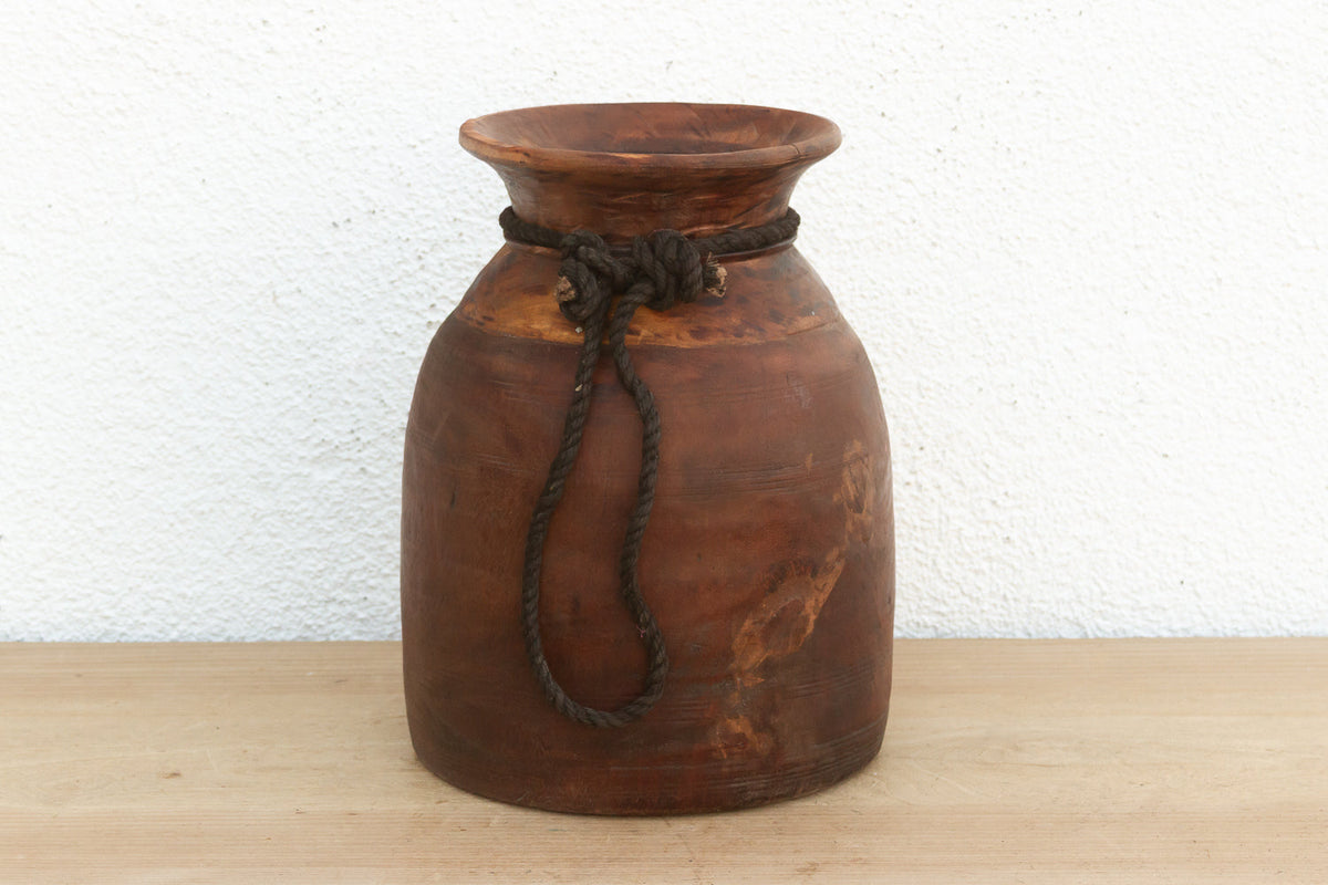 Heavy Rustic Wood Milk Pot (Trade)