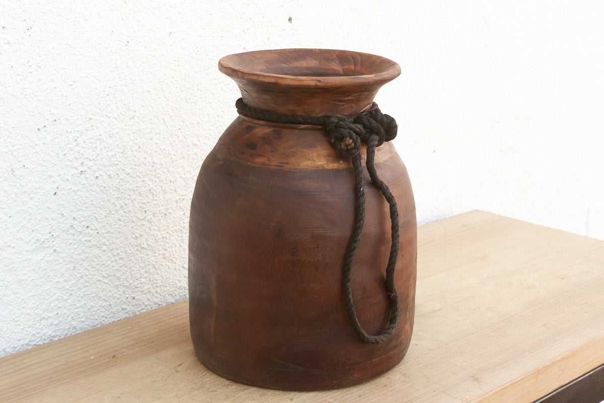 Heavy Rustic Wood Milk Pot (Trade)