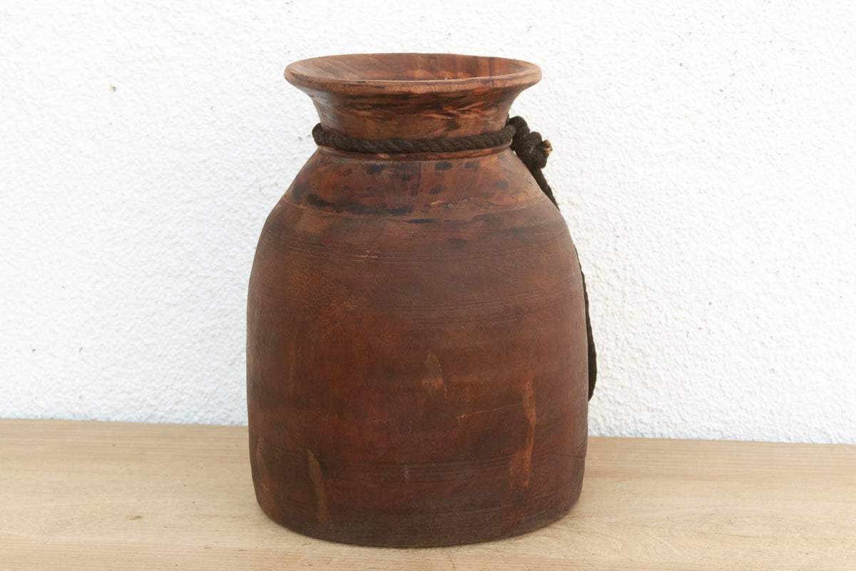 Heavy Rustic Wood Milk Pot (Trade)