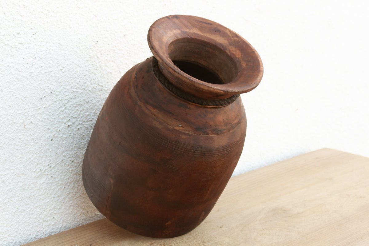 Heavy Rustic Wood Milk Pot (Trade)