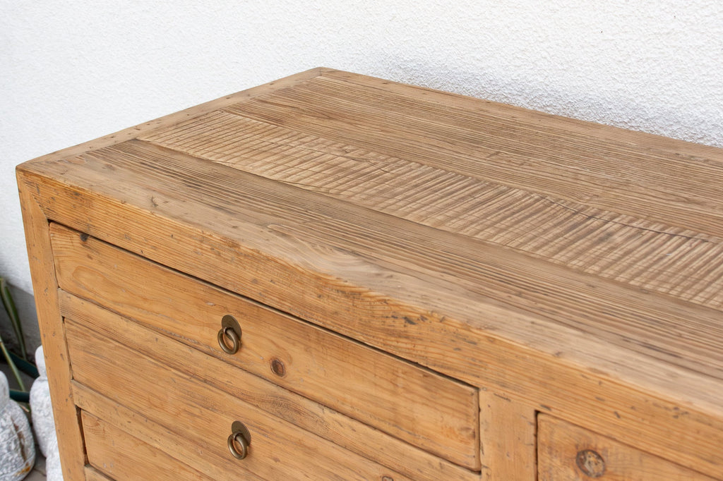 Vintage Bleached Wood 21-Drawer Apothecary Dresser