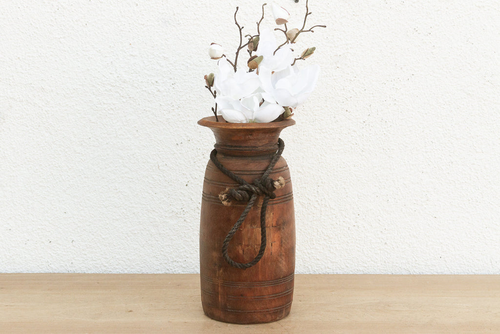 Slim Antique Wooden Milk Pot