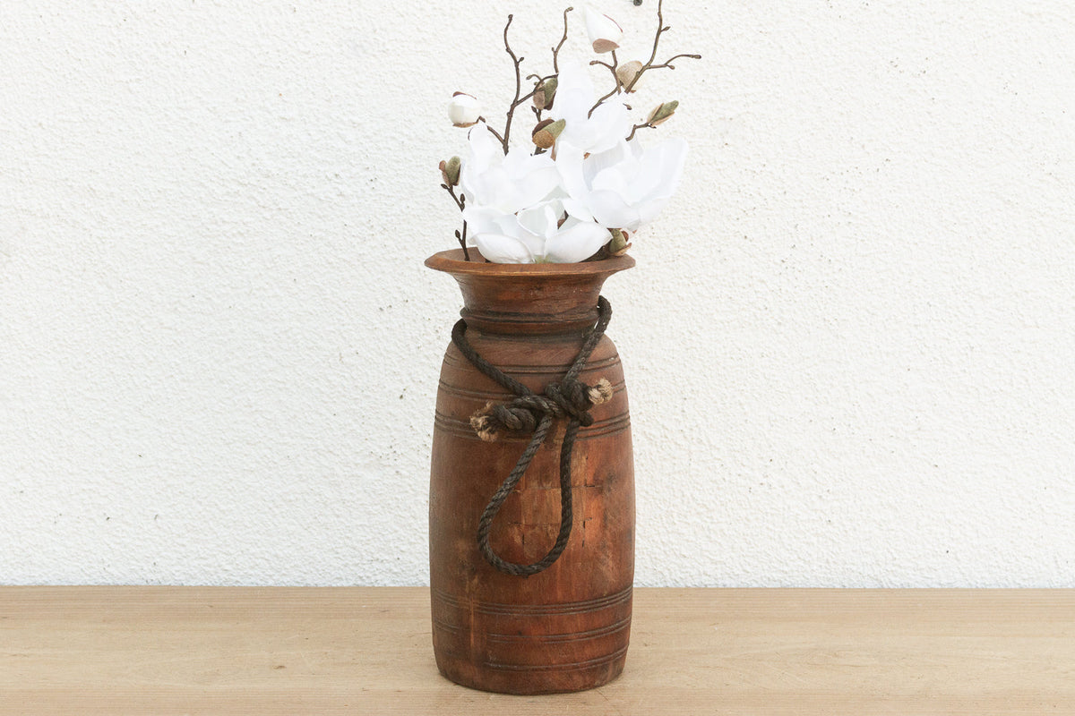 Slim Antique Wooden Milk Pot