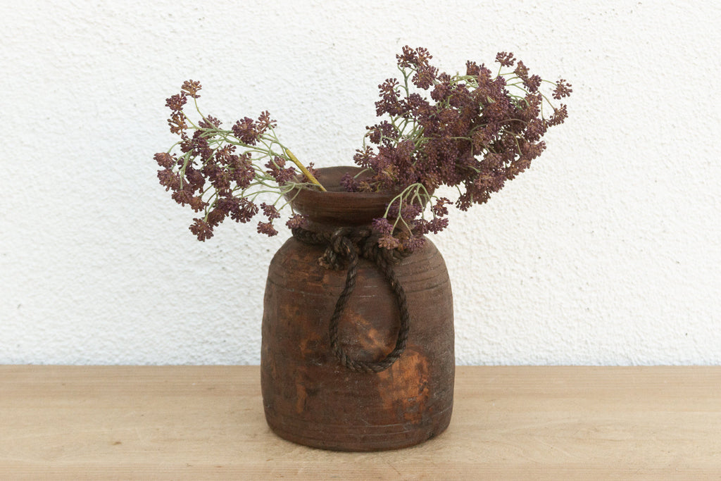 Rustic Petite Wooden Vessel with Rope (Trade)