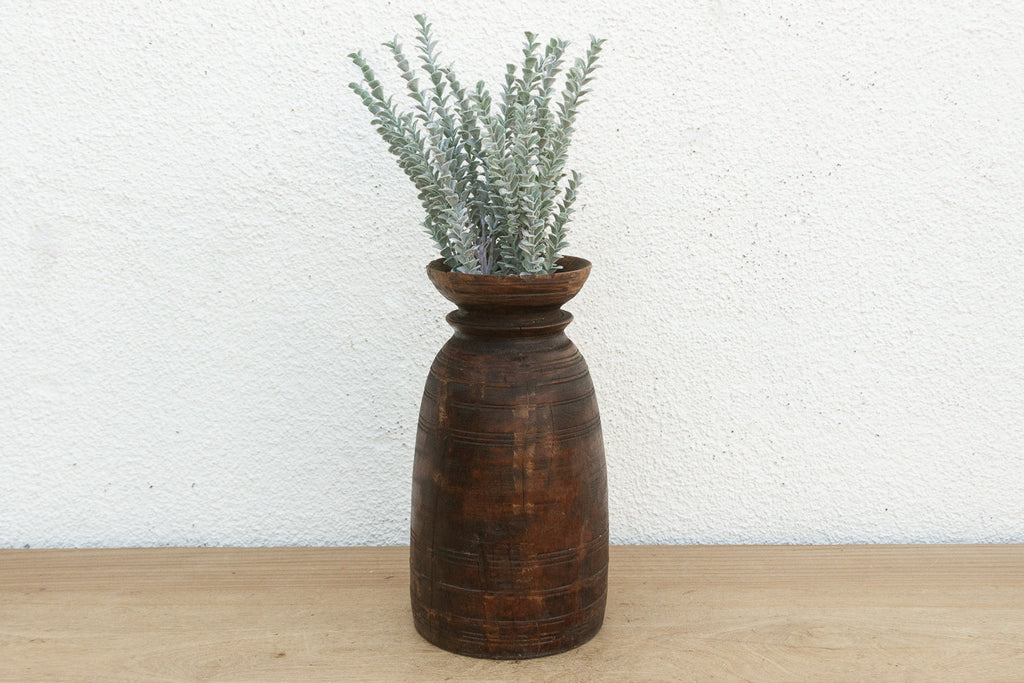 Antique Dark Wood Ghee Jar (Trade)