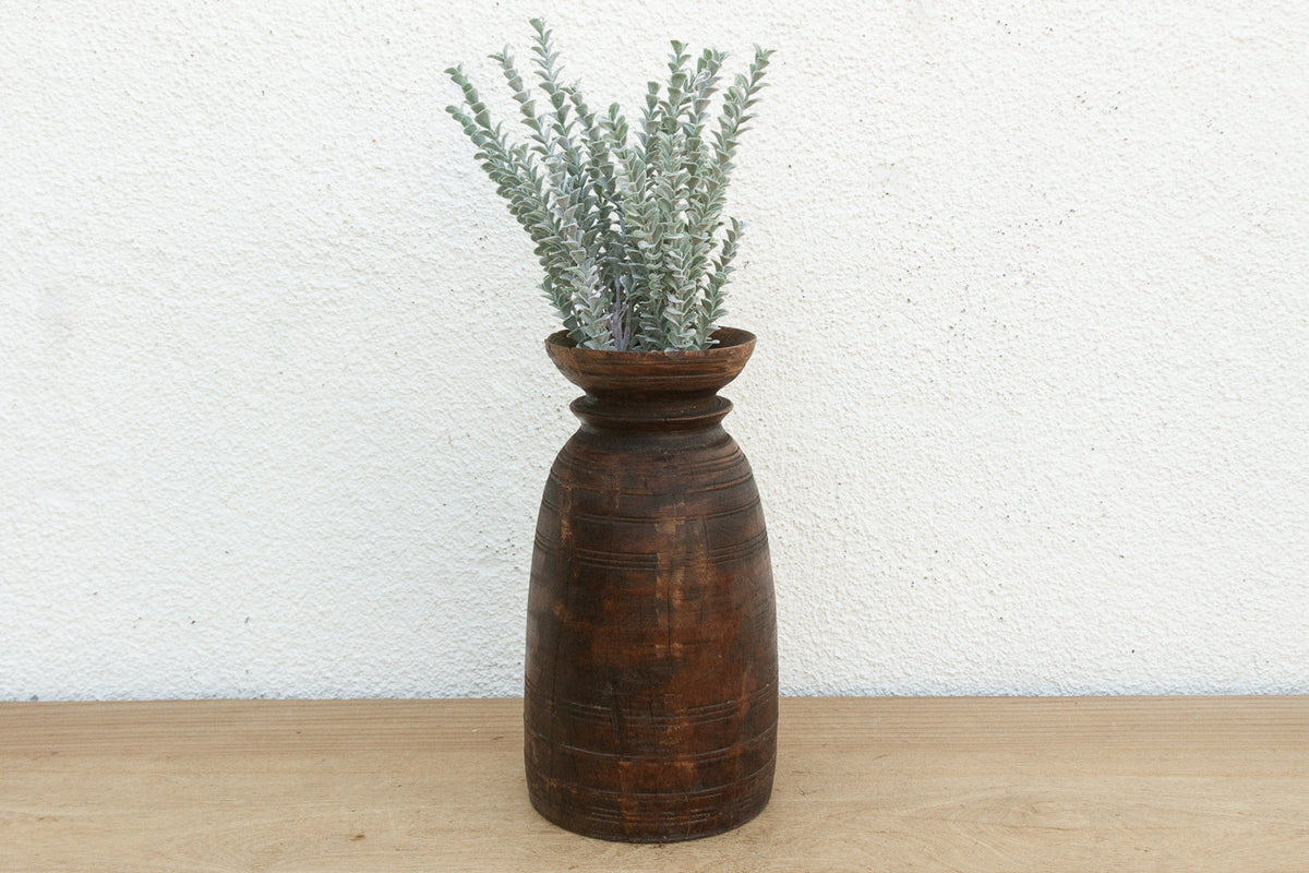 Antique Dark Wood Ghee Jar (Trade)