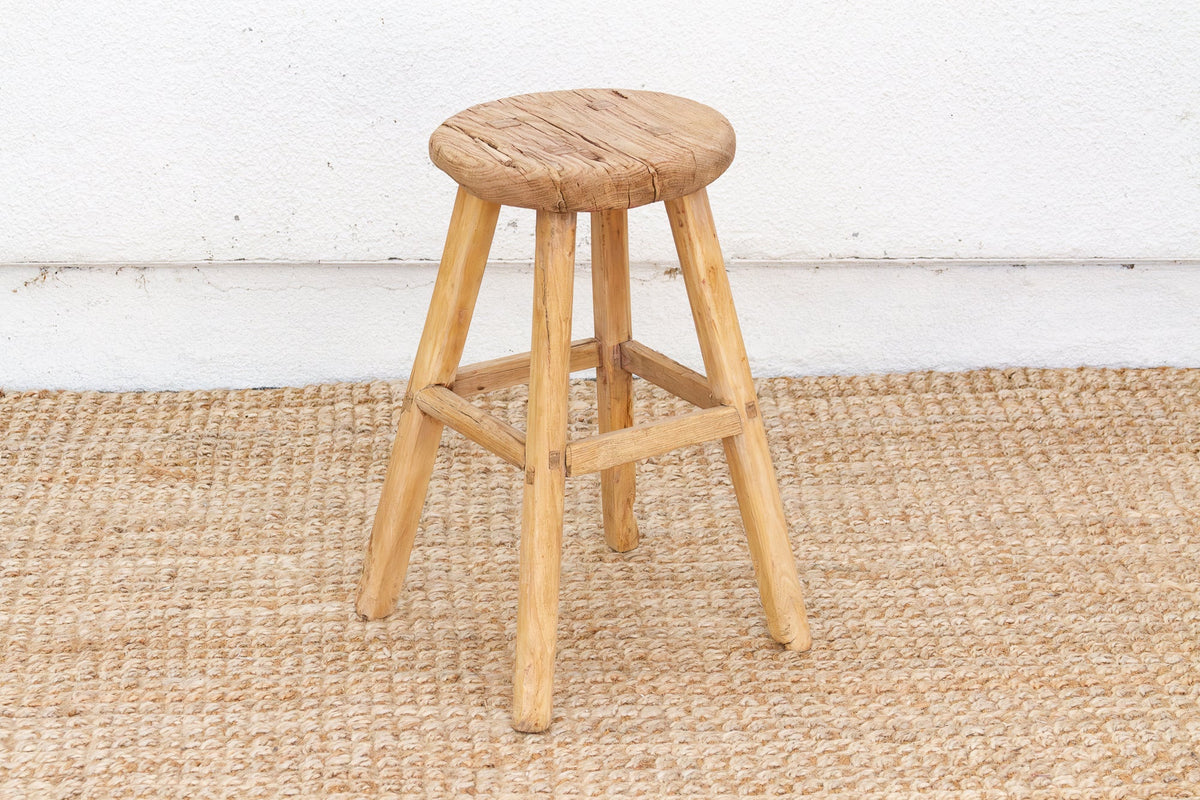 Ranch Style Round Stool with Timeworn Patina (Trade)