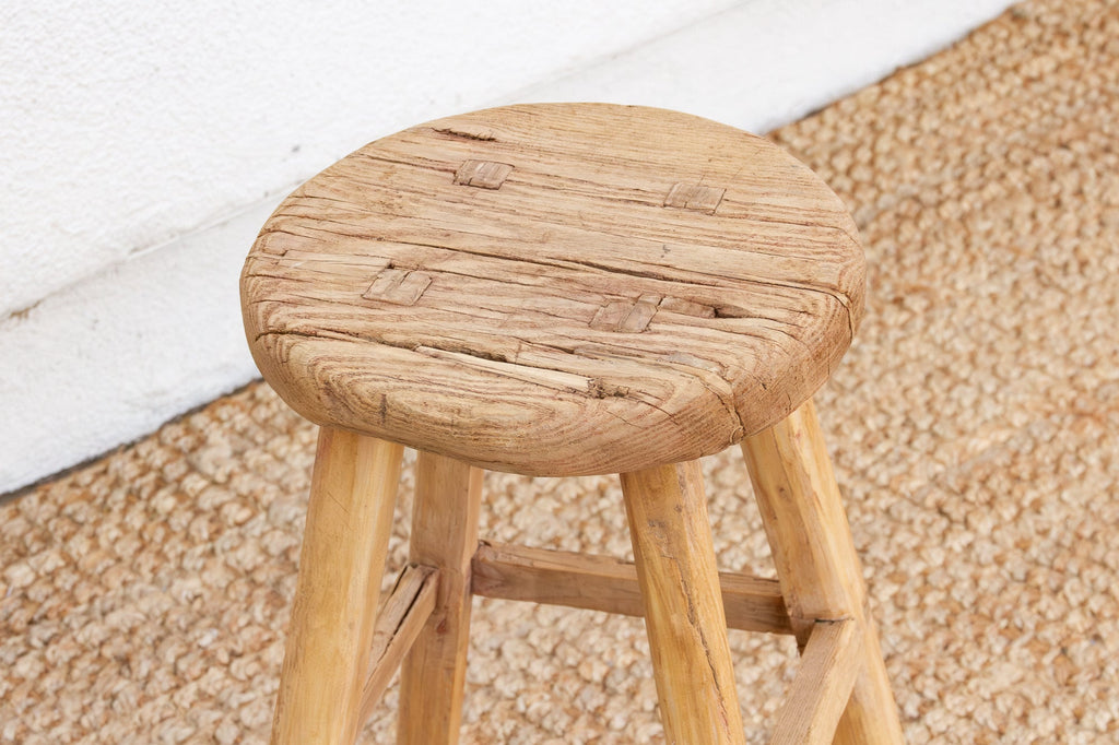 Ranch Style Round Stool with Timeworn Patina (Trade)