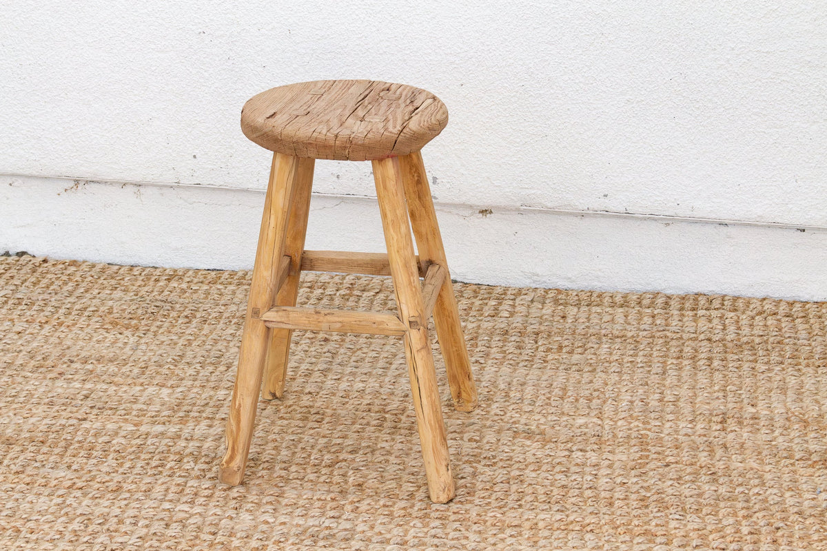 Ranch Style Round Stool with Timeworn Patina (Trade)