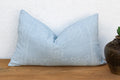 Blockprint Linen Jaipur Lumbar "Powder Blue" Pillow Cover