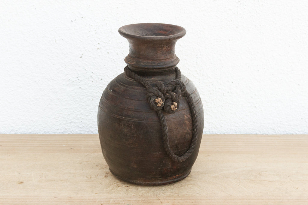 Antique Dark Ebonized Wood Jar (Trade)