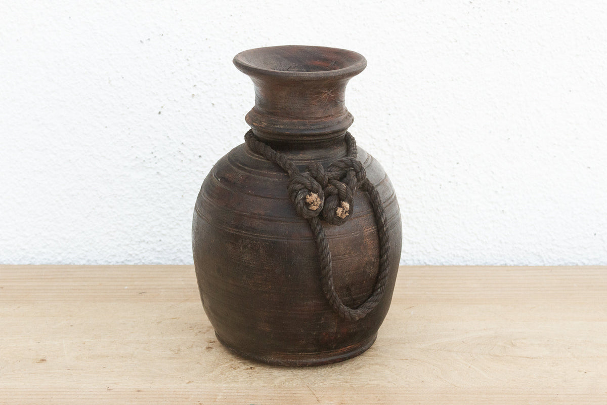 Antique Dark Ebonized Wood Jar (Trade)