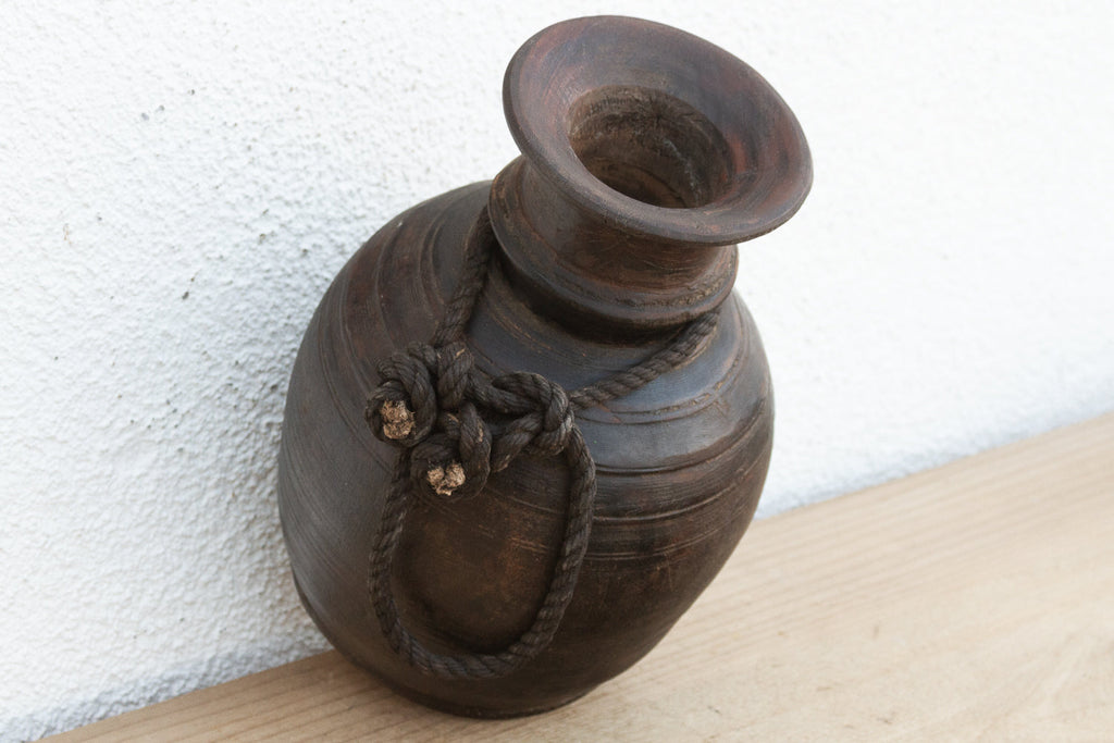 Antique Dark Ebonized Wood Jar (Trade)