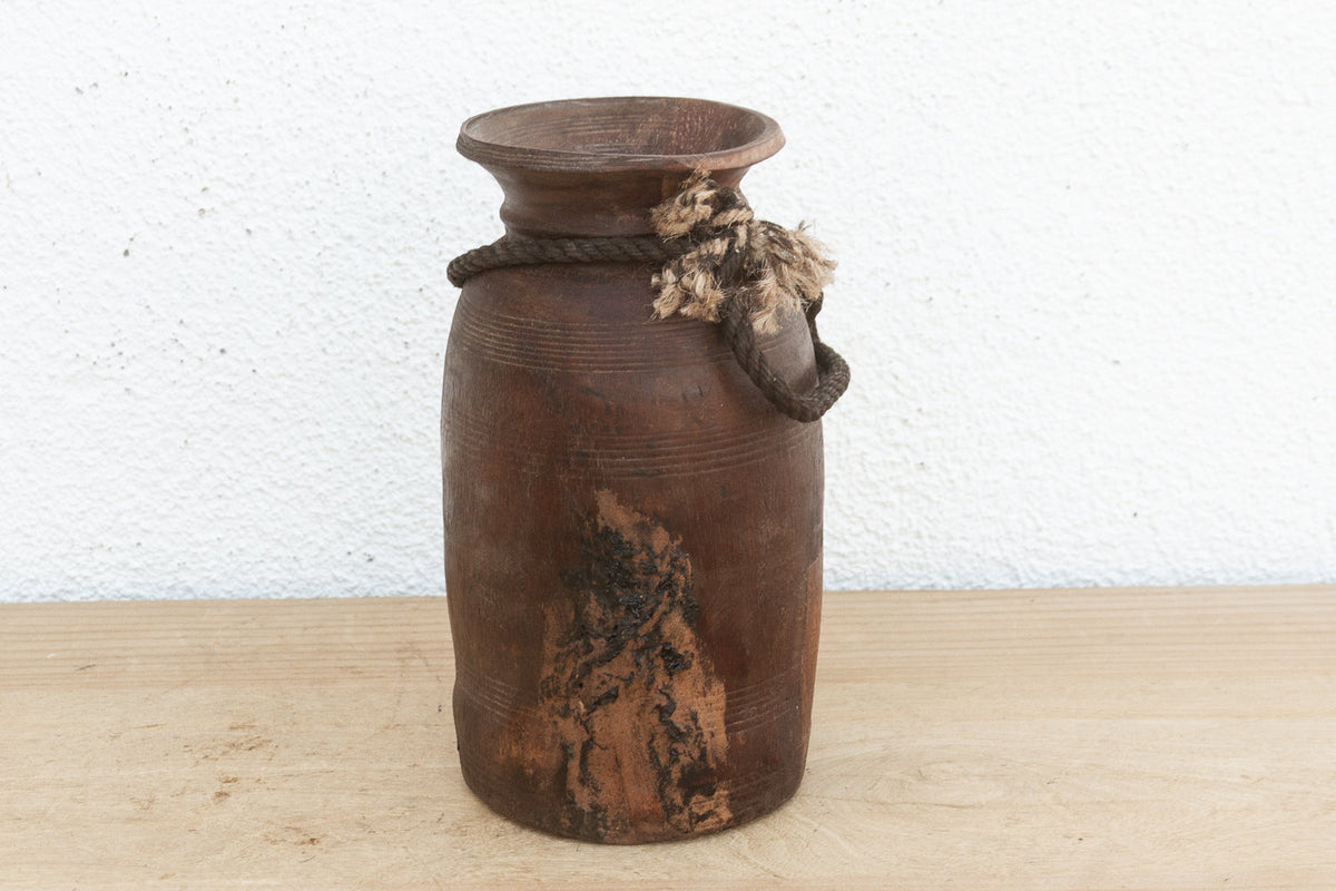 Antique Patina Farmhouse Wooden Vase