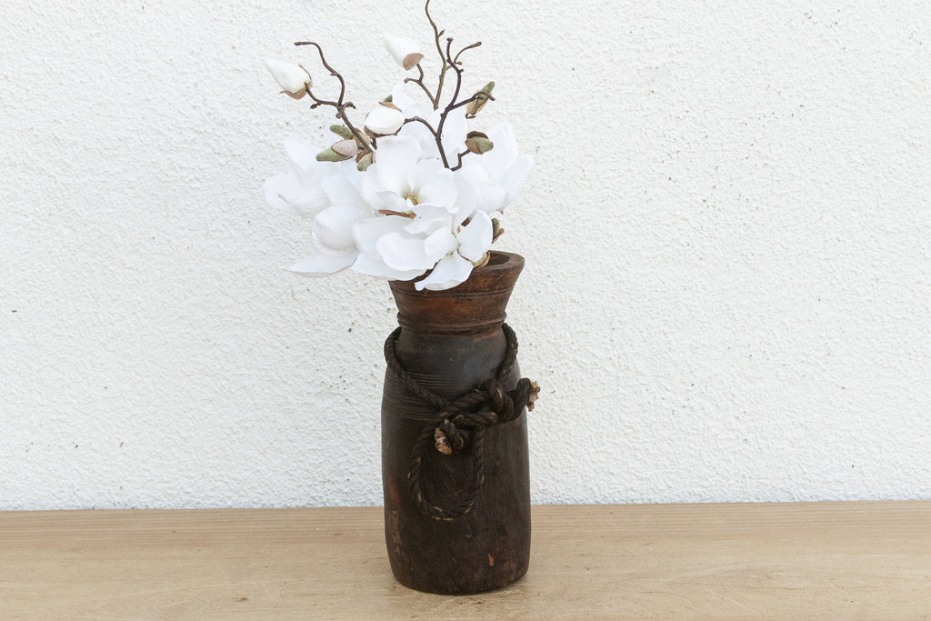 Antique Slim Patinated Wood Jar (Trade)