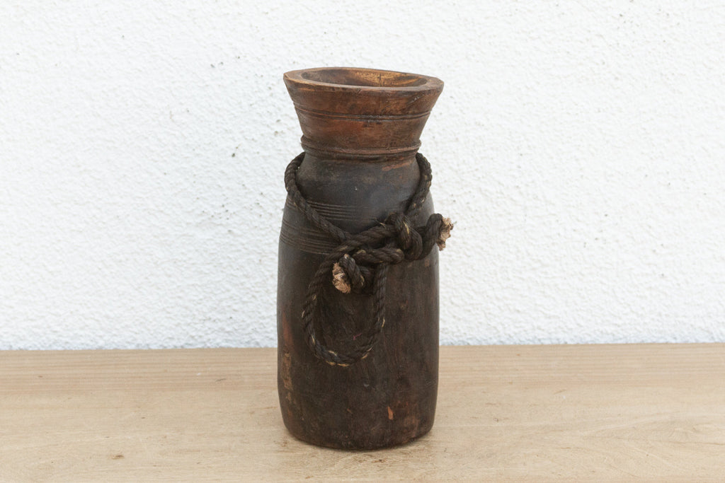 Antique Slim Patinated Wood Jar (Trade)