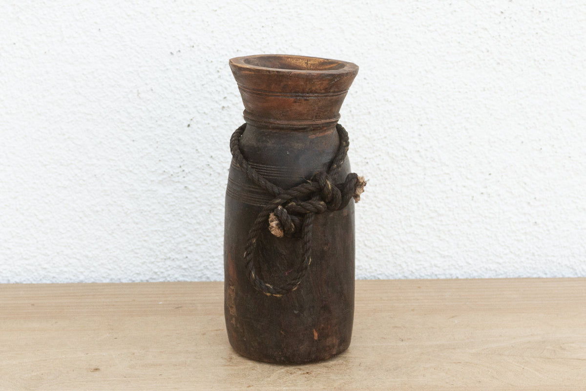 Antique Slim Patinated Wood Jar (Trade)