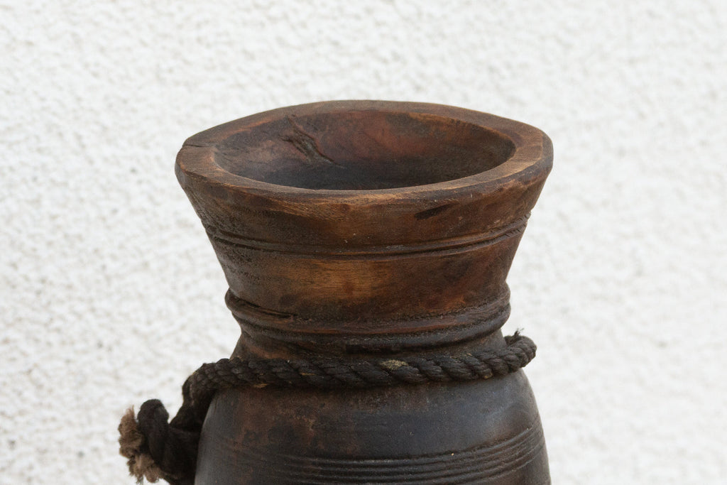 Antique Slim Patinated Wood Jar (Trade)
