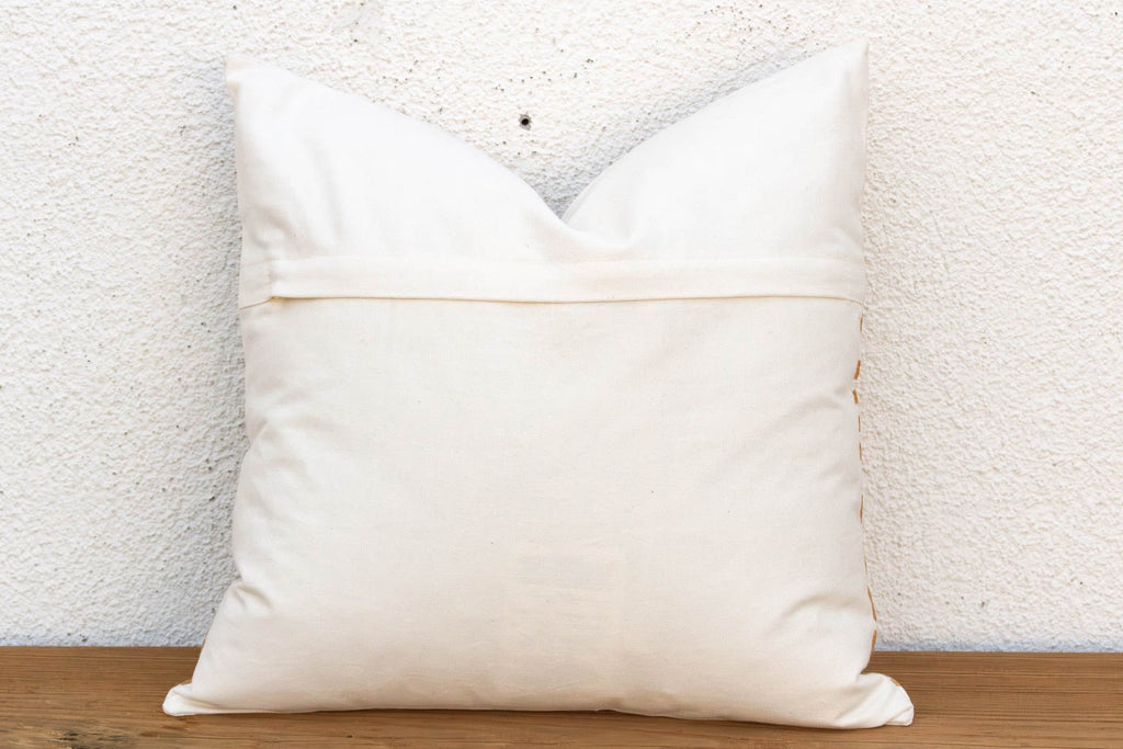 18"sq Gold & White Medallion Suzani Pillow Cover