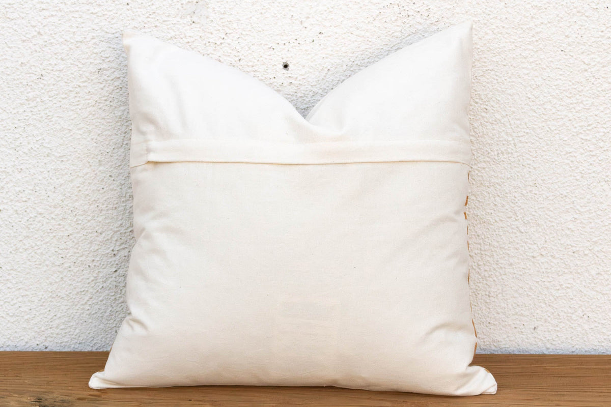 18"sq Gold & White Medallion Suzani Pillow Cover