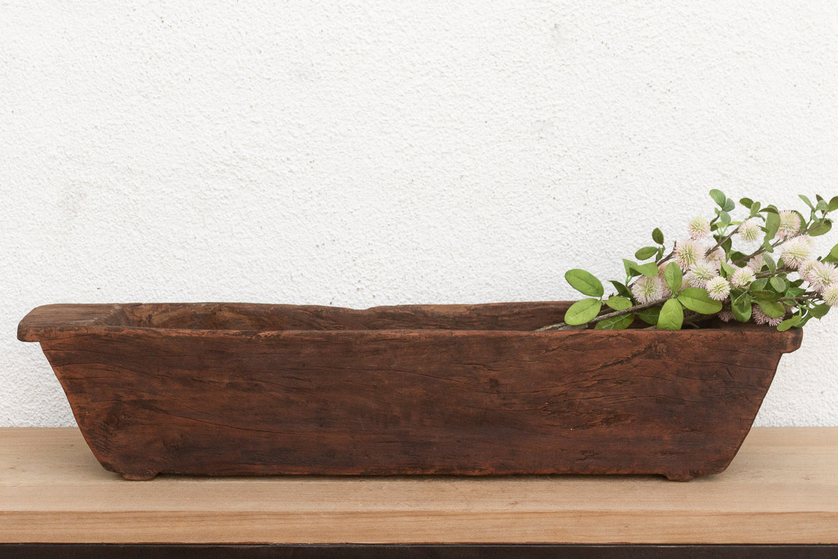 Primitive Hand-Carved Trough Planter (Trade)