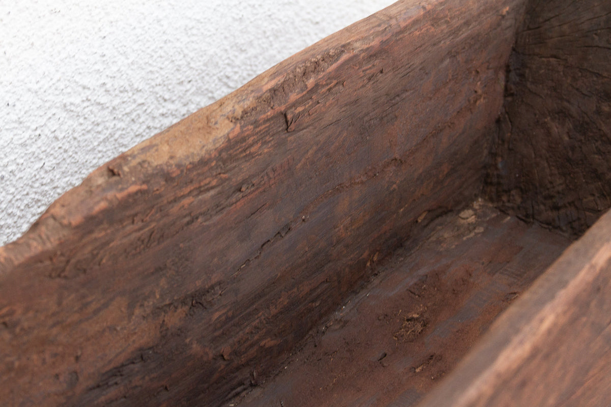 Primitive Hand-Carved Trough Planter