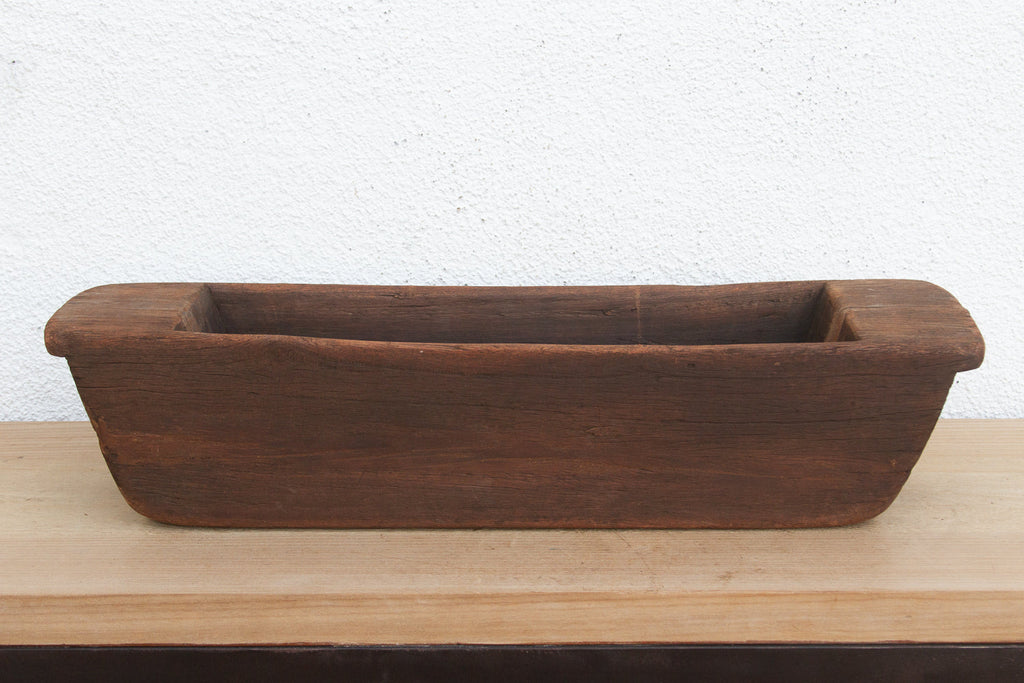 Hefty Antique Wood Trough Vessel