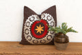 18" Square Orange Flower Suzani Pillow Cover