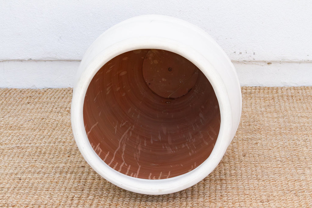 Tall Mediterranean Amphora Shape White Terracotta Planter