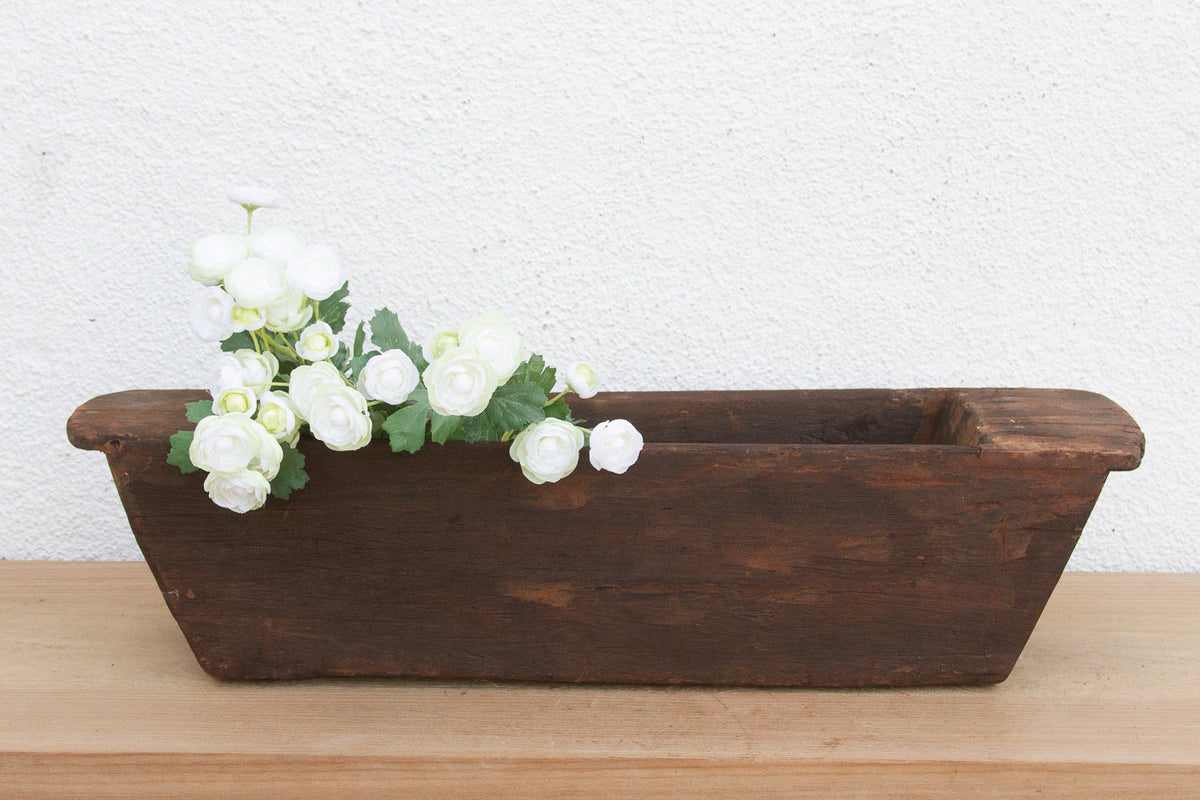 Long Rustic Wood Rectangular Bowl (Trade)