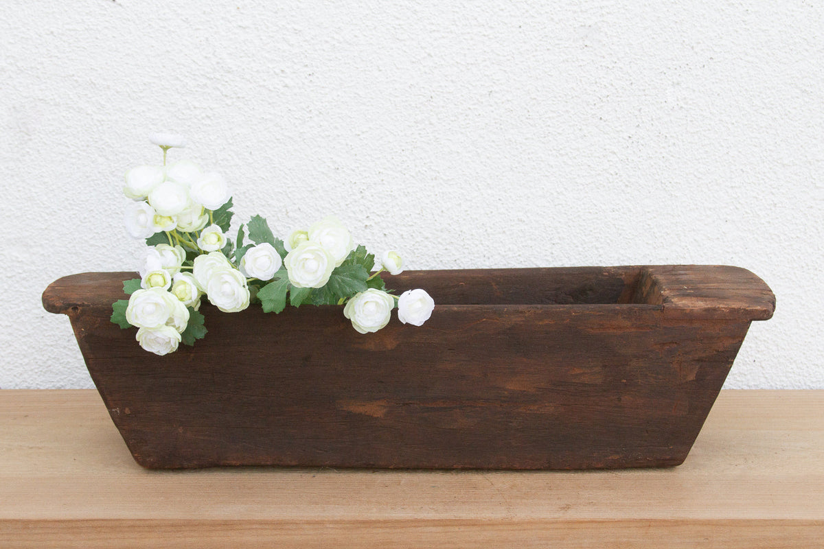 Long Rustic Wood Rectangular Bowl (Trade)