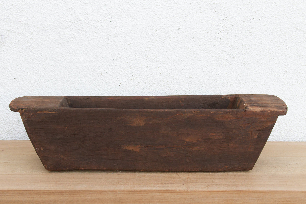 Long Rustic Wood Rectangular Bowl (Trade)