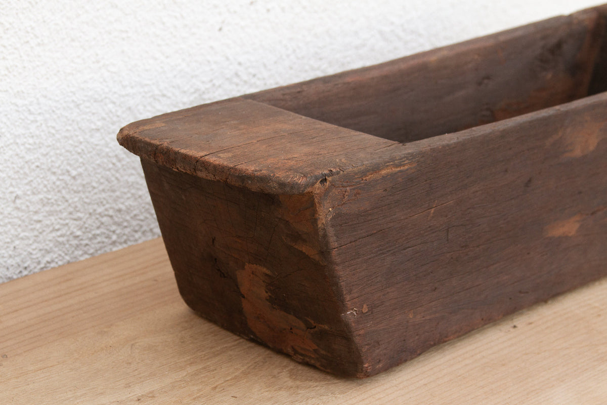 Long Rustic Wood Rectangular Bowl (Trade)