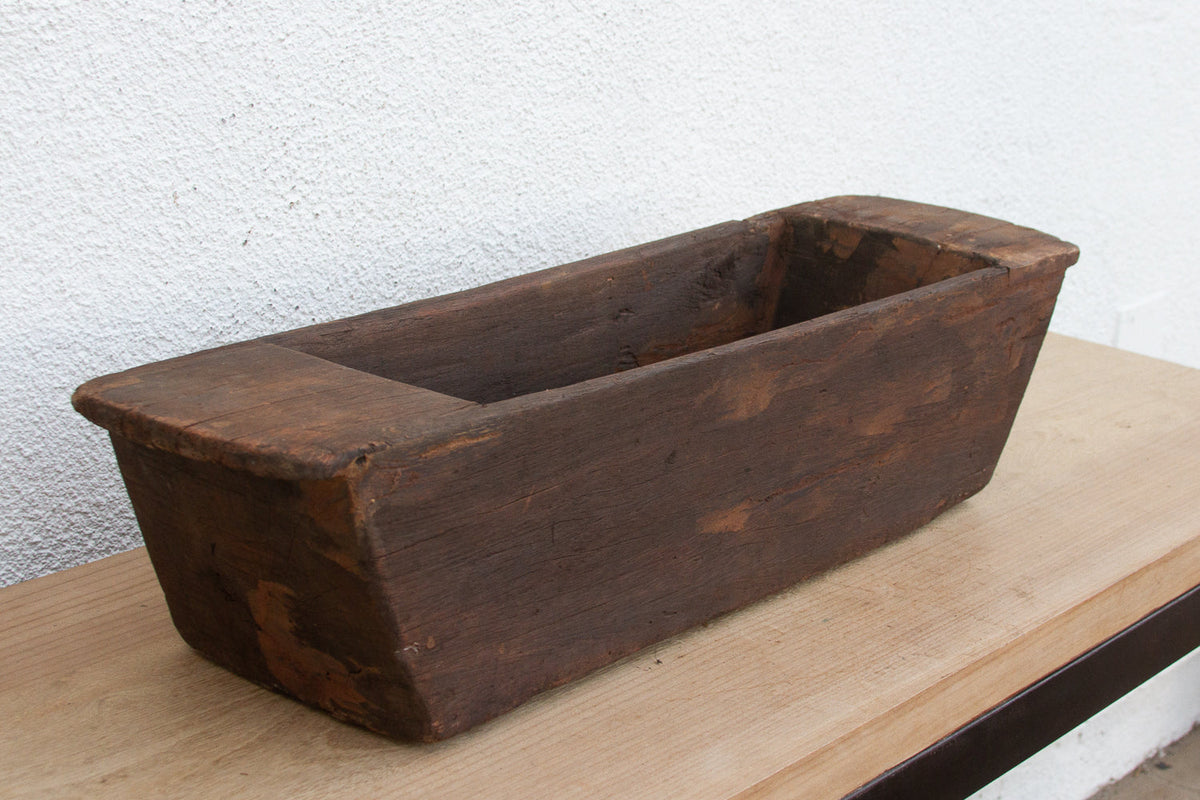 Long Rustic Wood Rectangular Bowl (Trade)