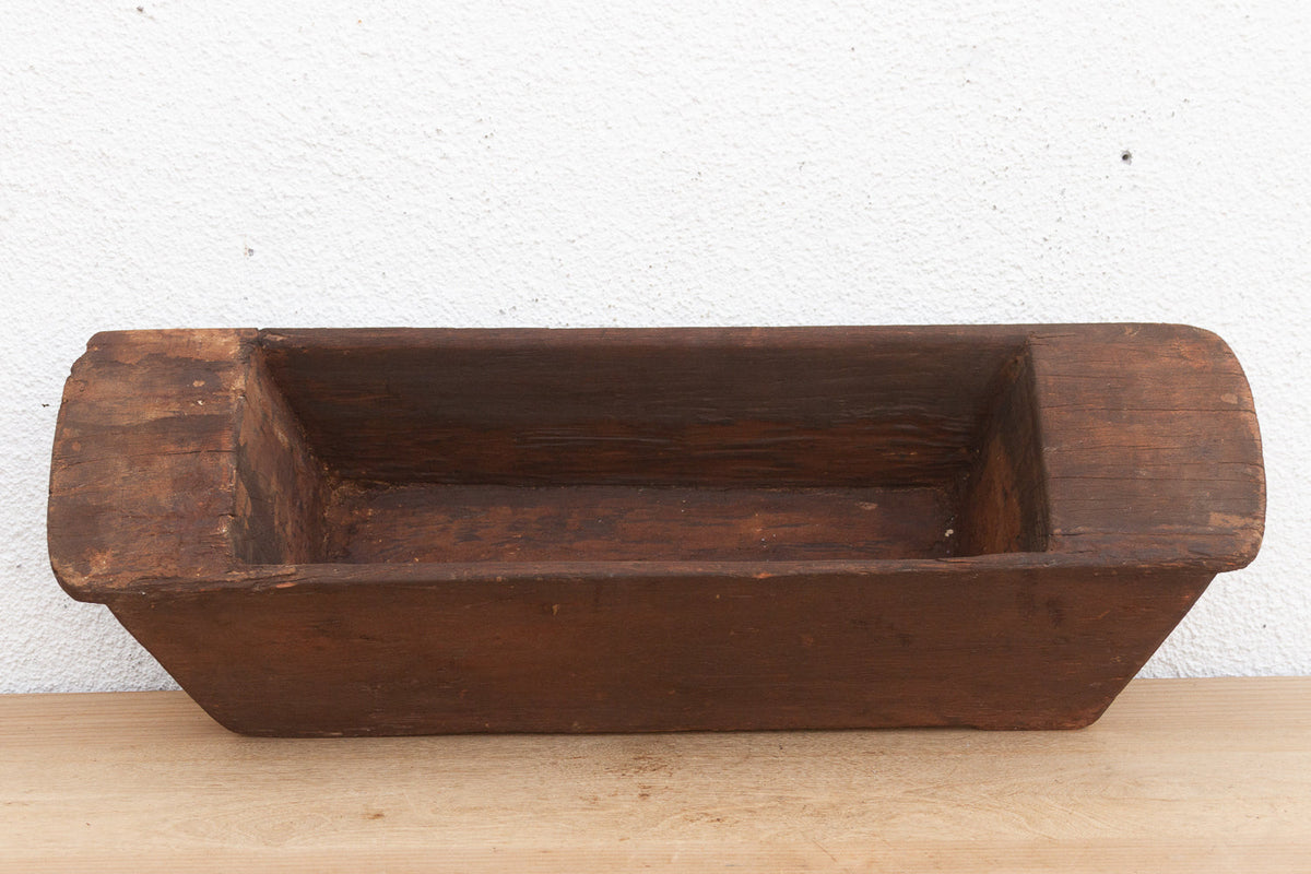 Long Rustic Wood Rectangular Bowl (Trade)