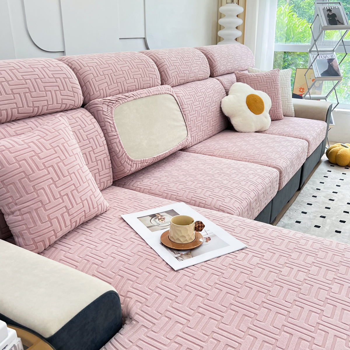 Polar Fleece Stretch Seat Cushion Covers, Couch Cushion Covers Slipcover, Sofa Cushion Protector Covers