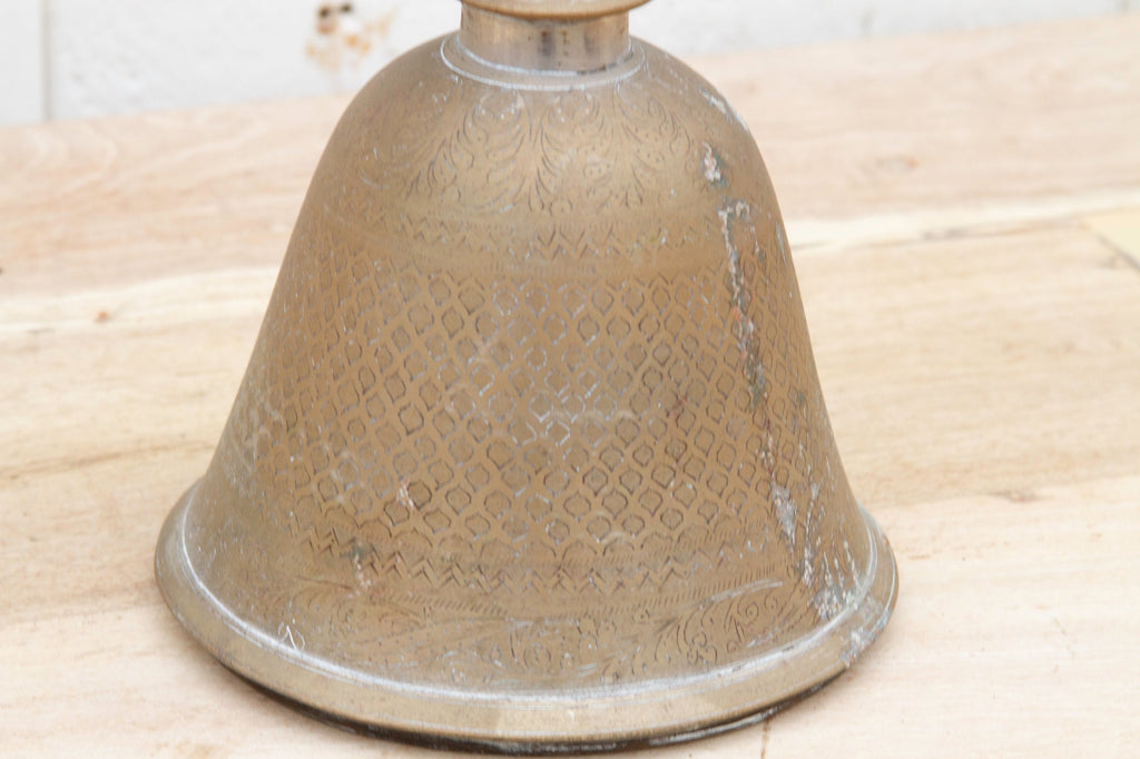 Antique Engraved Brass Floral Vase