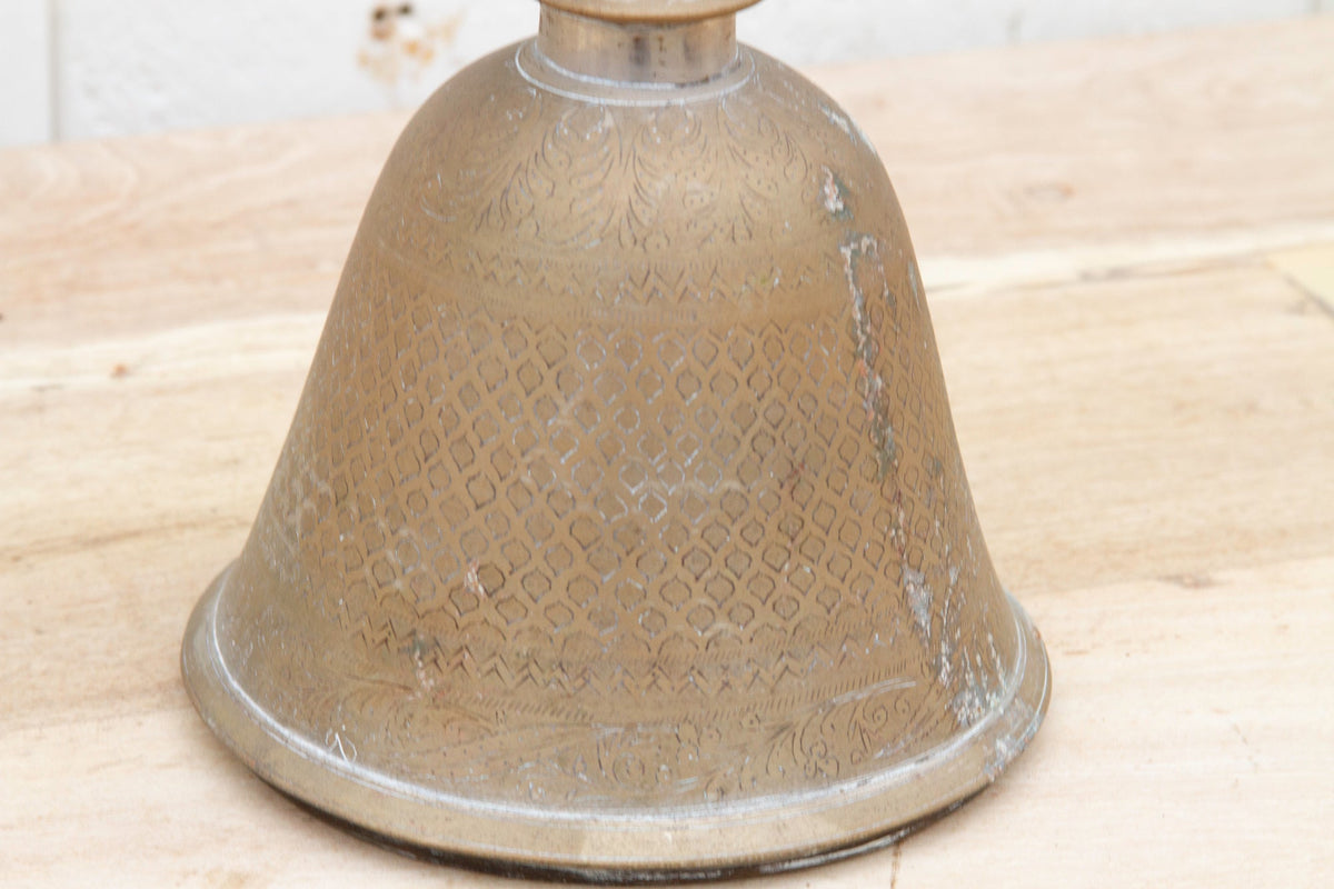 Antique Engraved Brass Floral Vase