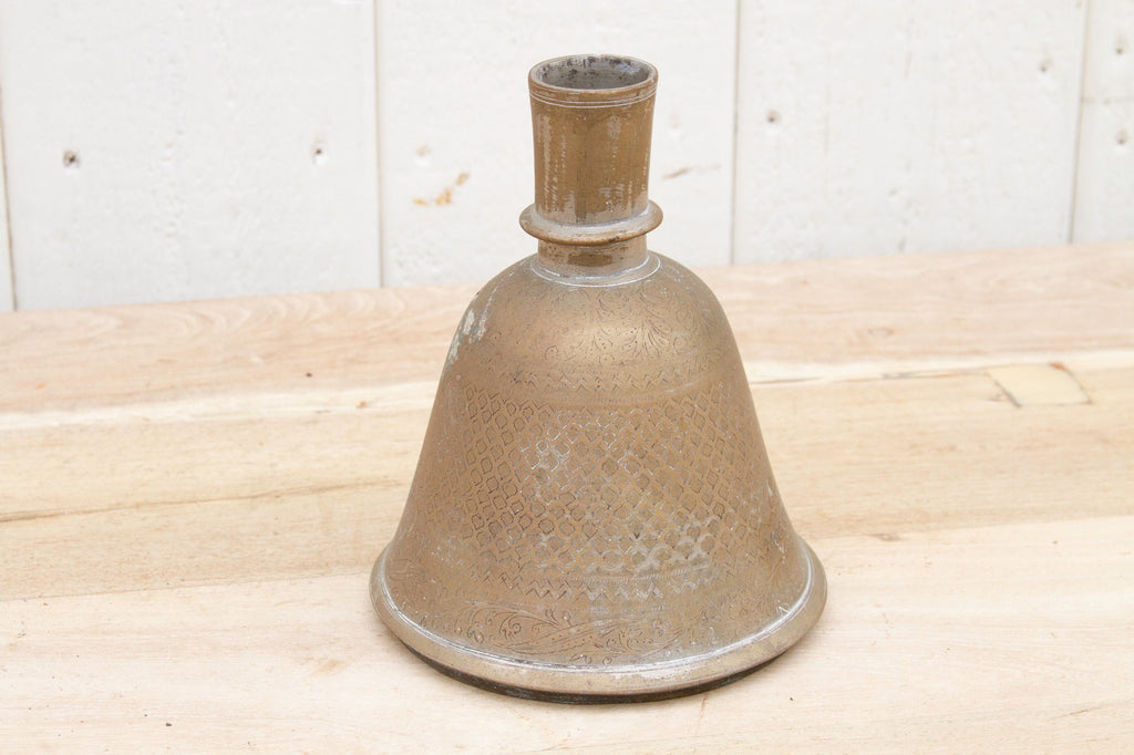 Antique Engraved Brass Floral Vase